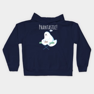 Cute Phantom Ghost Irons His Wrinkles For Halloween Kids Hoodie